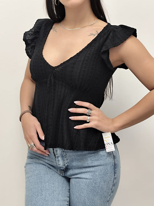 Blusa con volados y escote V