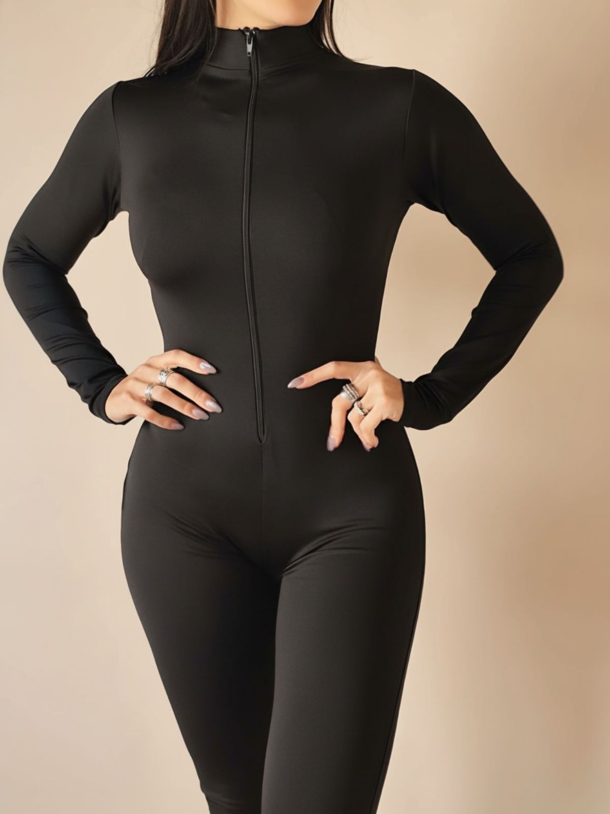 Catsuit Negro Manga Larga