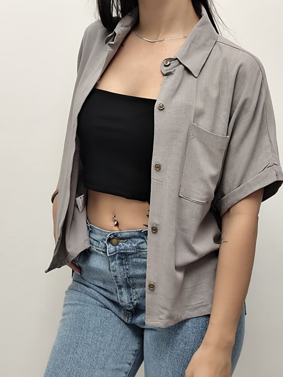 Camisa oversize manga corta con botones